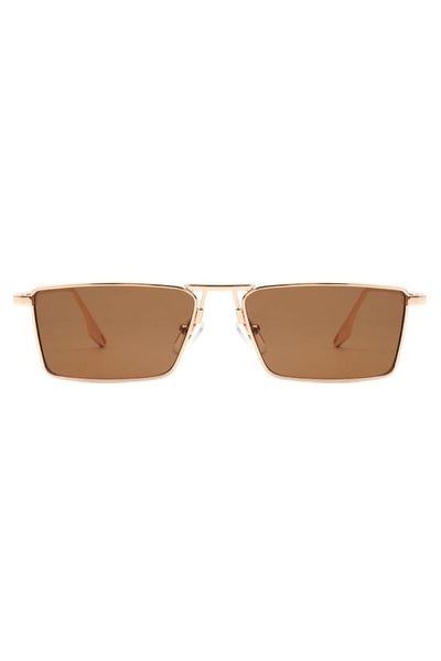 Retro Rectangle Slim Flat Lens Fashion Sunglasses