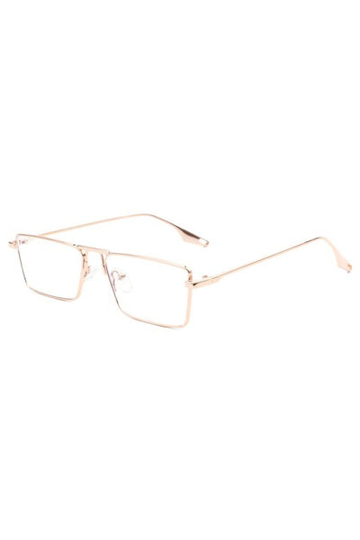 Retro Rectangle Slim Flat Lens Fashion Sunglasses