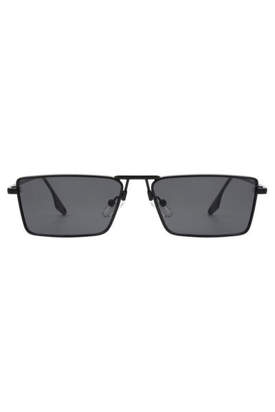 Retro Rectangle Slim Flat Lens Fashion Sunglasses