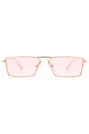 Retro Rectangle Slim Flat Lens Fashion Sunglasses