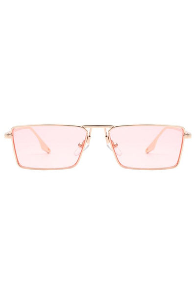 Retro Rectangle Slim Flat Lens Fashion Sunglasses