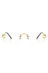 Rimless Retro Rectangle Flat Top Tinted Sunglasses