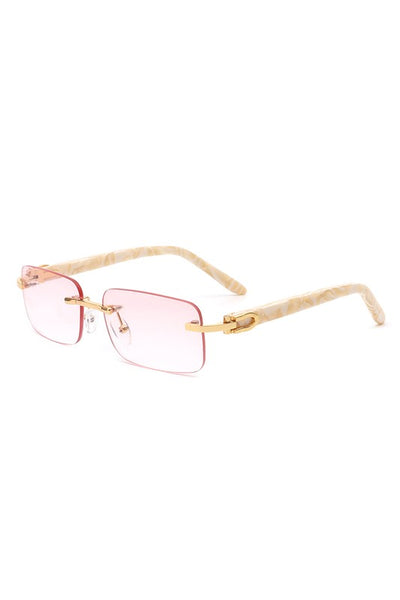 Rimless Rectangle Retro Tinted Fashion Sunglasses