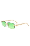 Rimless Rectangle Retro Tinted Fashion Sunglasses