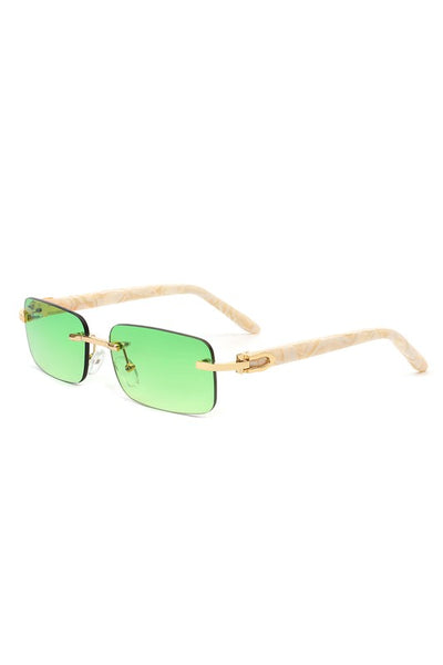 Rimless Rectangle Retro Tinted Fashion Sunglasses