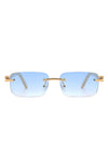 Rimless Rectangle Retro Tinted Fashion Sunglasses