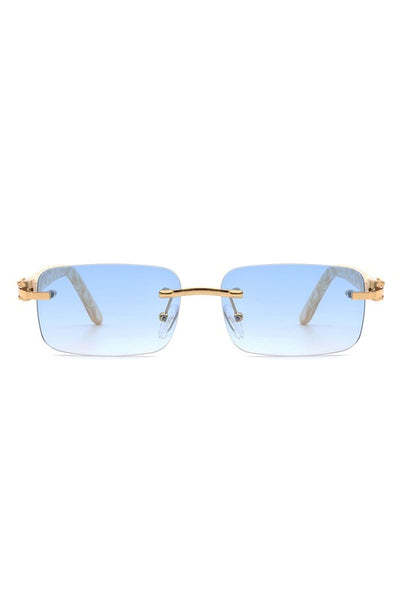 Rimless Rectangle Retro Tinted Fashion Sunglasses