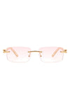 Rimless Rectangle Retro Tinted Fashion Sunglasses