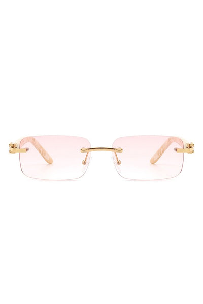 Rimless Rectangle Retro Tinted Fashion Sunglasses