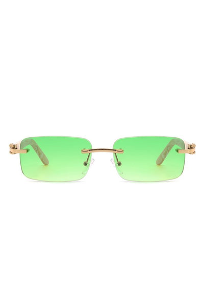 Rimless Rectangle Retro Tinted Fashion Sunglasses