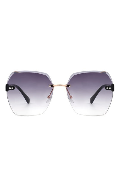 Oversize Square Geometric Rimless Sunglasses