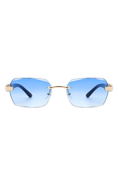 Rectangle Retro Rimless Tinted Square Sunglasses