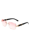 Rectangle Retro Rimless Tinted Square Sunglasses