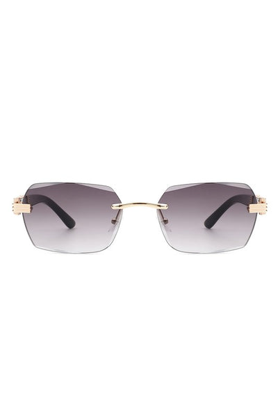 Rectangle Retro Rimless Tinted Square Sunglasses